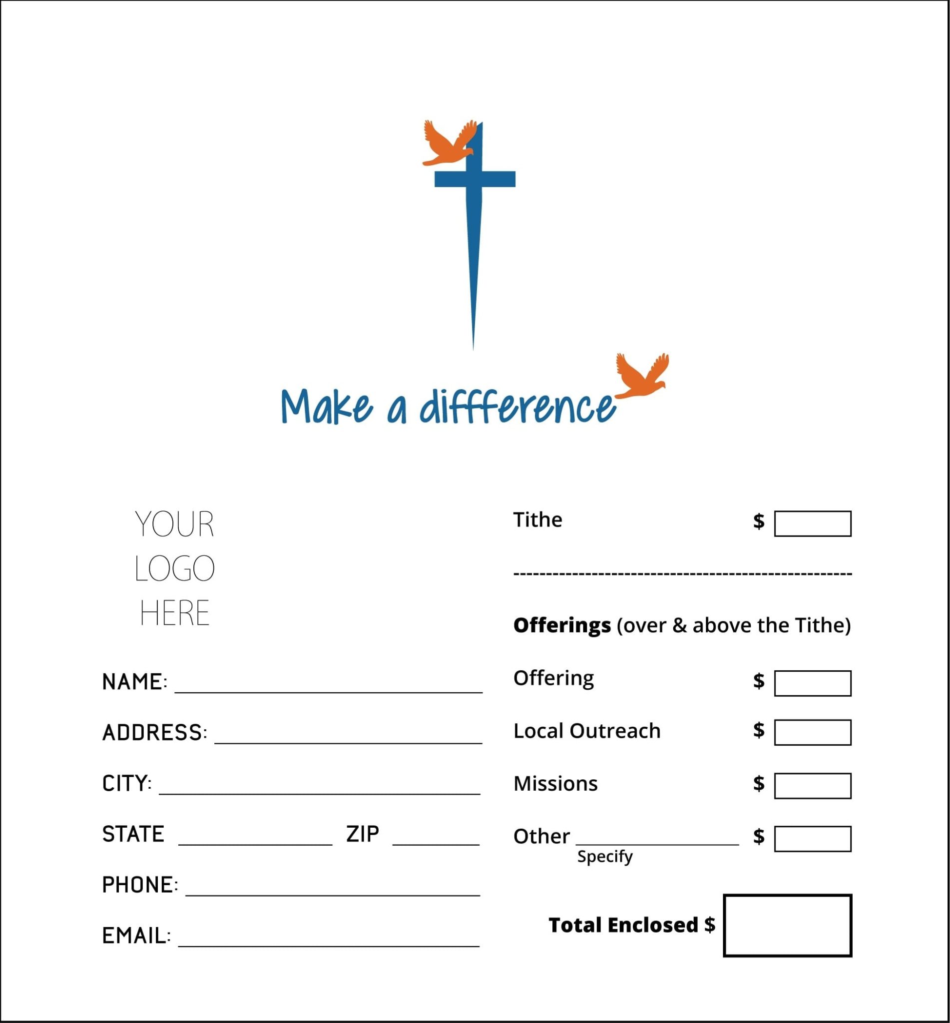 church donation envelope printing